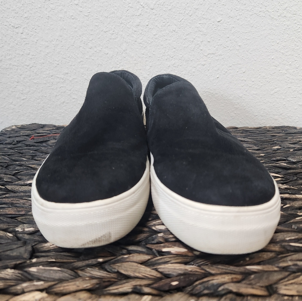 Steve Madden Women's Leather Suede Gills‎ Sneaker Slip On Black White Size 8